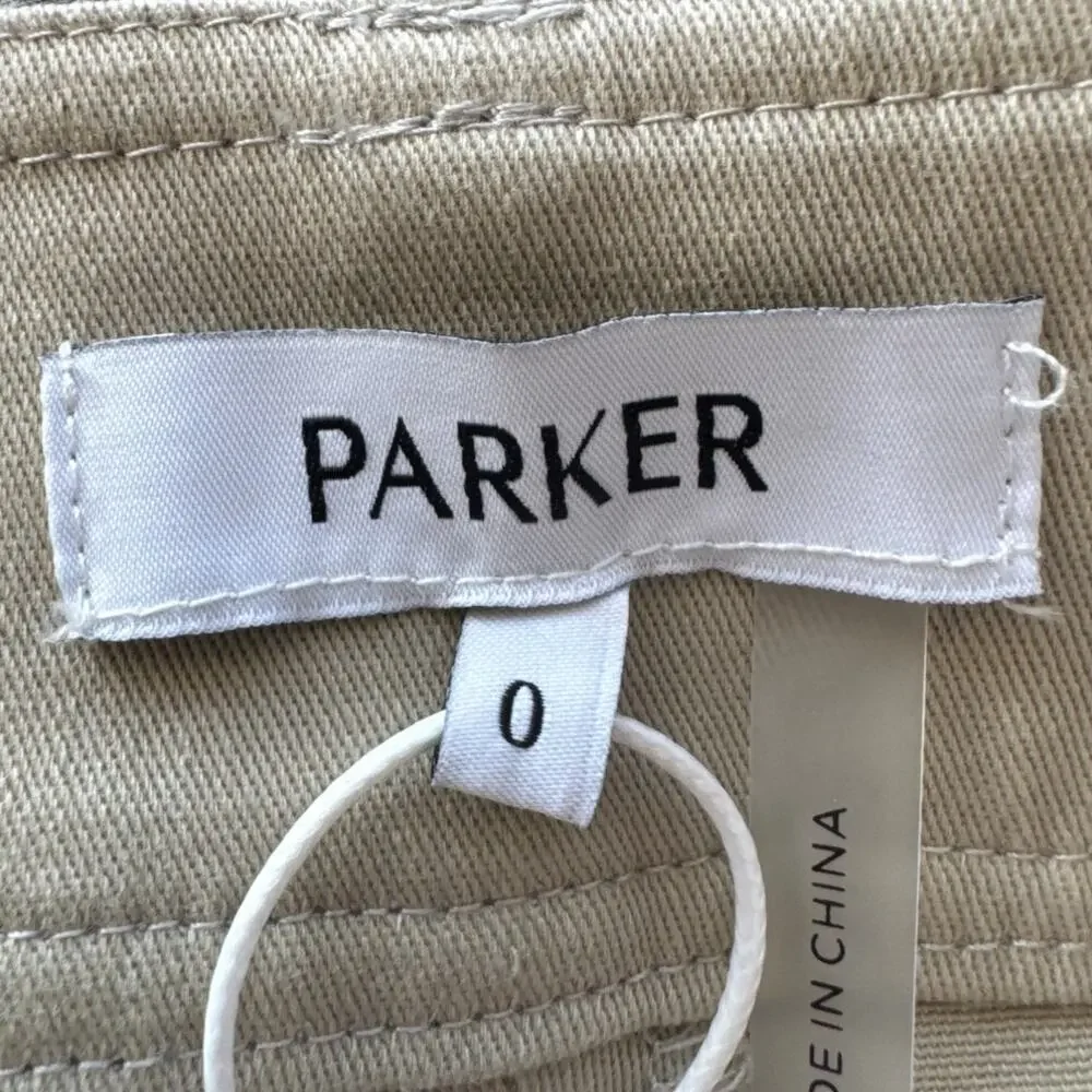 Parker Utility Pants High Rise Ankle Tie Natural Tan Tapered Leg SZ 0 Designer